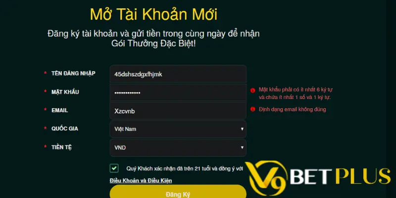 Lưu ý quan trọng giúp người chơi đăng ký thành công tài khoản V9bet