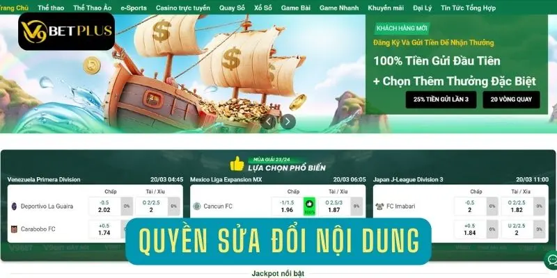 Nhà cái V9bet toàn quyền chỉnh sửa nội dung